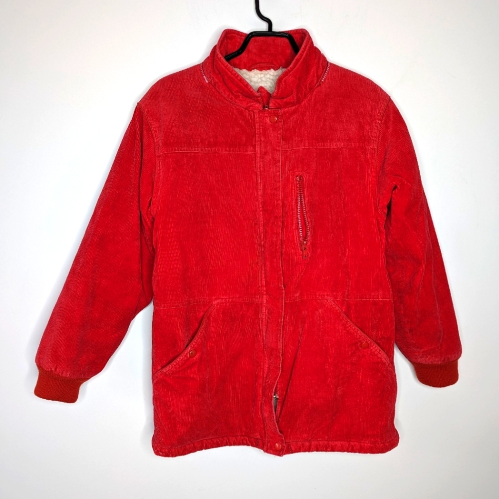 Vintage red corduroy jacket with Sherpa lining size 11
